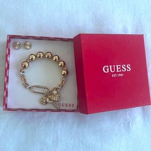 Matching Charm Bracelet & Earring Set - Gold Platted